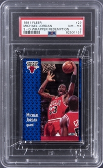 1991-92  Fleer #29 Michael Jordan 3D Wrapper Redemption - PSA NM-MT 8